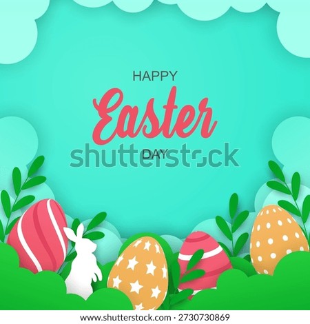 Happy easter day in paper style