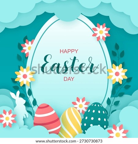 Happy easter day in paper style