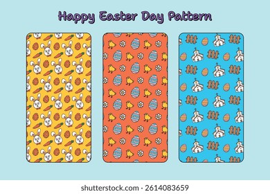 happy easter day pattern doodle vector illustration hand drawn cartoon element collection design set