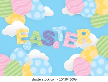 Happy Easter Day Poster Banner Vector with Colorful spring egg