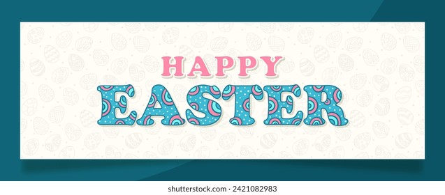 Happy Easter Day poster and banner template with Easter eggs light background. Promotion and shopping template for Easter.