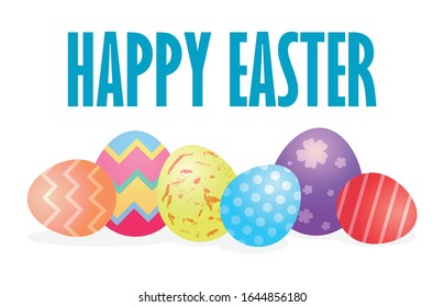 Happy Easter day poster. Easter egg greeting card. banner template isolated on white Background vector illustration