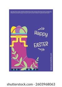 Happy Easter Day Poster or Social Media Post with Cute Boots Element