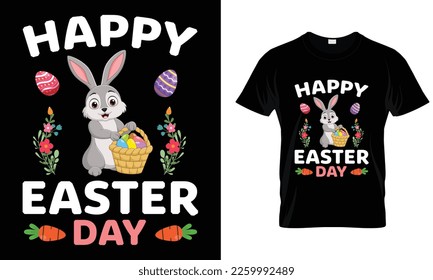 happy easter day quotes t shirt design with cute bunny, apparel, typography, vector