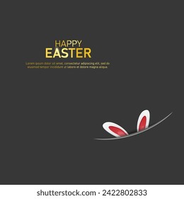 Happy easter day with rabbit ear ornament