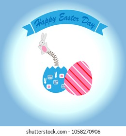 Happy Easter Day, rabbit in easter egg
