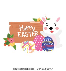 happy easter day with rabbit and egg easter collection