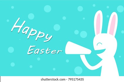 Happy Easter day with rabbit hold megaphone vector