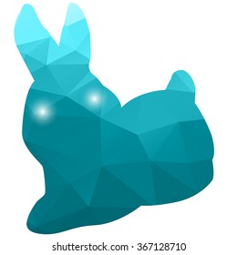 Happy Easter Day with rabbit polygonal / mosaic / triangle style.Vector illustration.