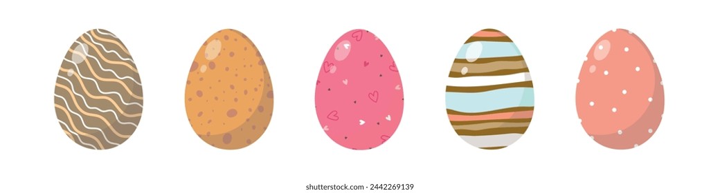 Happy Easter Day set of Easter Eggs illustration.	
