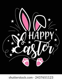 Happy Easter day shirt print template typography design for Easter day Easter Sunday rabbits vector bunny egg illustration art