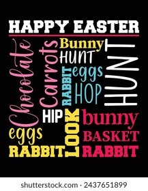 Happy Easter day shirt print template typography design for Easter day Easter Sunday rabbits vector bunny egg illustration art