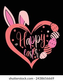 Happy Easter day shirt print template typography design for Easter day Easter Sunday rabbits vector bunny egg illustration art