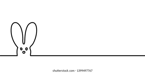 Happy easter day sign. Rabbit bunny line drawing pattern. Hello let the spring begin. seamless Vector symbol or pictogram. Banner eggs, egg. Pascha.
