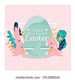 Happy easter day social media post background.  Hand drawn Vector illustration for Greeting card. Business banner. Flat design.