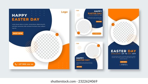 Happy Easter Day Social Media Post for Online Marketing Promotion Banner, Story and Web Internet Ads Flyer