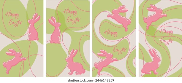 Happy easter day social media stories vector illustration template design, easter concept.