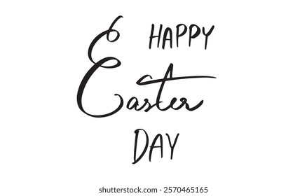 Happy easter day text font calligraphy hand written lettering black color sign symbol decoration easter day april month 2025 year happy bunny ear easter rabbit spring decoration banner poster design 