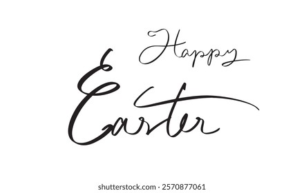 happy easter day text font calligraphy hand written lettering script word message eater day rabbit bunny ear spring time season holiday card banner happy easter egg april month 2025 year food basket 