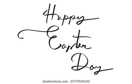 happy easter day text font calligraphy script hand written lettering black color symbol sign object decoration ornament april month 2025 2026 year happy easter day rabbit bunny ear spring time event 