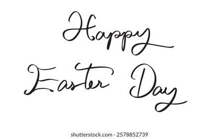 Happy easter day text font calligraphy hand written lettering script black color sign symbol decoration ornament rabbit bunny ear april month 2025 year happy easter day egg culture religion springtime