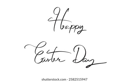 happy easter day text font calligraphy hand written lettering script object icon black color decoration ornament april month 2025 year happy easter day springtime season egg easter day culture happy