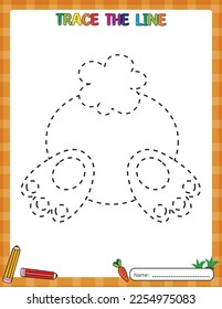 Happy Easter day. Tracing line worksheet for kids. Education games. Activity book. Printable.