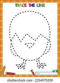 Feliz Día de Pascua. Hoja de cálculo de línea de seguimiento para niños. Juegos educativos. Libro de actividades. Imprimible.