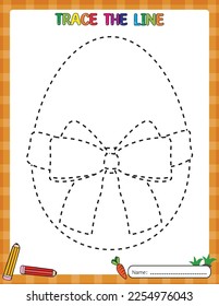 Happy Easter day. Tracing line worksheet for kids. Education games. Activity book. Printable.