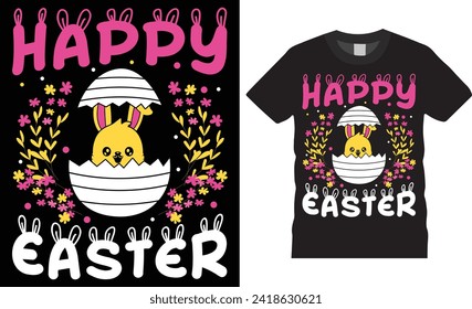 Happy easter, Easter Day Typography colorful vector t-shirt design. Easter day t shirts design. Best Easter day quote. Best t shirt design ready for holiday poster, design print, pod, apparel.