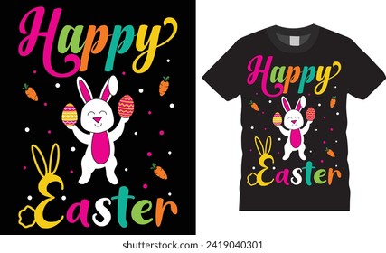 Happy easter, Easter Day Typography colorful vector t-shirt design. Easter day t shirts design and funny quote. Easter day t shirt design ready for holiday poster, print, pod, background, apparel.