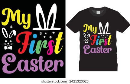 Happy Easter day Typography and colorful vector t-shirt design. Bunny
T shirt design, Funny rabbit love, Easter day t shirt design ready for Poster apparel banner card print vector and gift.
