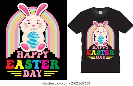 Happy Easter day Typography and colorful vector t-shirt design. Bunny
T shirt design, Funny rabbit love, Easter day t shirt design ready for Poster apparel banner card print vector and gift.
