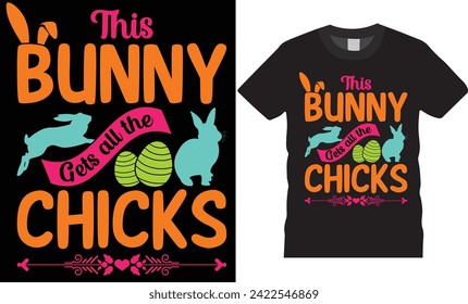 Happy Easter day Typography and colorful vector t-shirt design. Bunny
T shirt design, Funny rabbit love, Easter day t shirt design ready for Poster apparel banner card print vector and gift.
