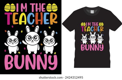 Happy Easter day Typography and colorful vector t-shirt design. Bunny
T shirt design, Funny rabbit love, Easter day t shirt design ready for Poster apparel banner card print vector and gift.
