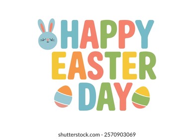 happy easter day typography design .easter day illustration