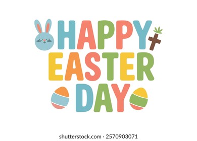 happy easter day typography design .easter day illustration