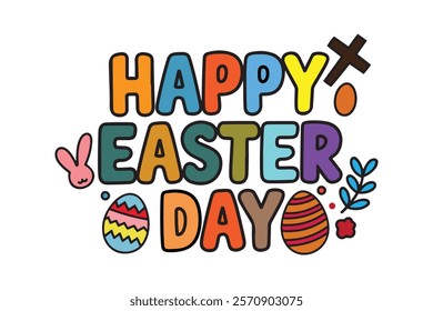 happy easter day typography design .easter day illustration