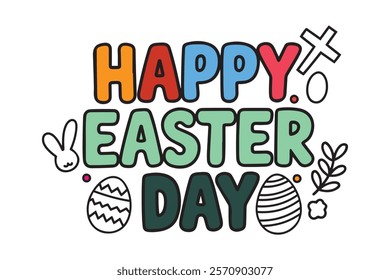 happy easter day typography design .easter day illustration