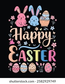 Happy Easter day typography easter t shirt design vector