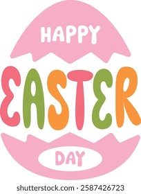 Happy Easter Day Typography White Background 