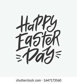 Happy Easter Day vector brush lettering inscription isolated on white background. Handwritten typography print.