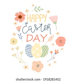 Happy Easter Day. Vector cartoon illustration 