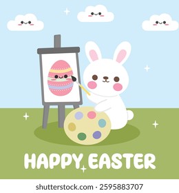 Happy easter day vector design for celebration. Suitable for background, template, social media, poster, flyer design, flat illustration, etc 