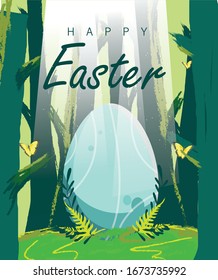 Happy Easter Day Vector Illustration for Poster Banner Flyer Template Greeting Invitation Website and Other Usage, Egg Hunt Party Invitation, Sunday Easter with Rabbit and Eggs, Easter celebration 