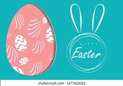 Happy Easter Day Vector Illustration for Poster Banner Flyer Template Greeting Invitation Website and Other Usage, Egg Hunt Party Invitation, Sunday Easter with Rabbit and Eggs, Easter celebration 