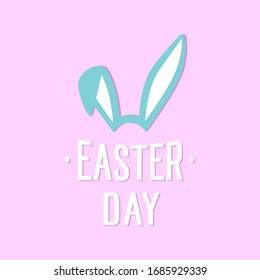 Happy Easter Day vector illustration. Easter day holiday poster,banner with bunny ears