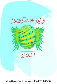 Happy Easter day vector illustration . egg with wings object vector