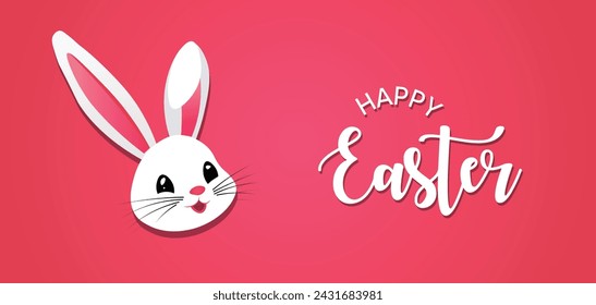 happy easter day vector poster with bunny face 