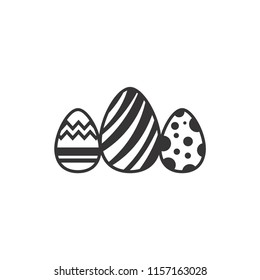 happy easter day vector. three decorated easter eggs.
